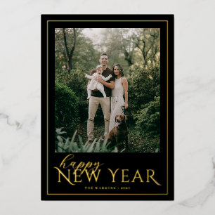 Klassisches Rahmen-Neujahrsfoto Folien Feiertagskarte