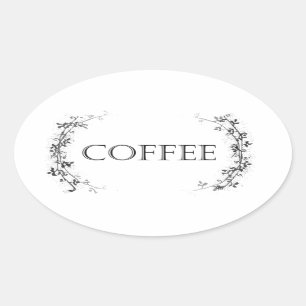 Klassisches Rebe-Entwurfs-Kaffee-Glas beschriftet Ovaler Aufkleber
