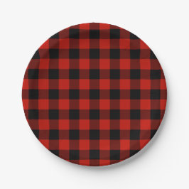 Klassisches Red Black Buffalo Kariert Lumberjack M Pappteller