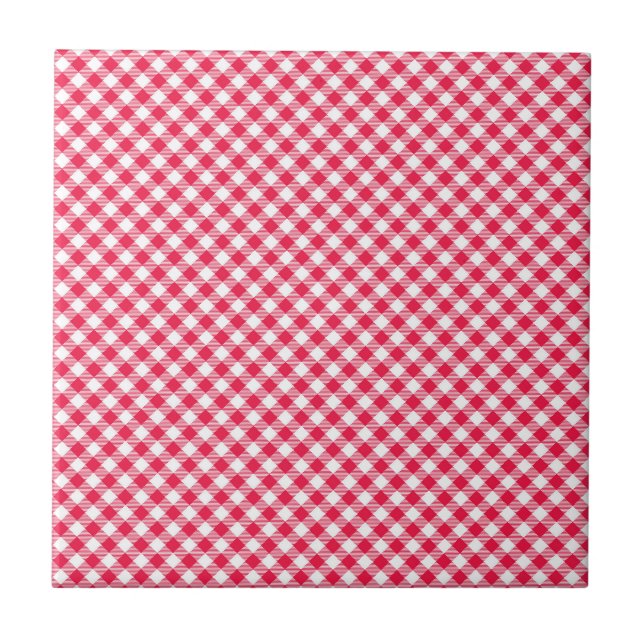 Klassisches Red Gingham Country Pattern Fliese (Vorderseite)