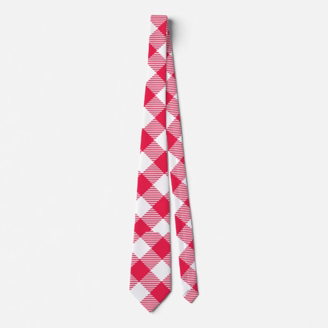 Klassisches Red Gingham Country Pattern Krawatte (Vorderseite)