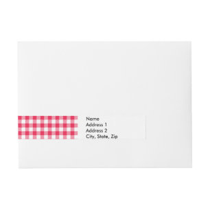 Klassisches Red Gingham Country Pattern Rundum-Adressaufkleber