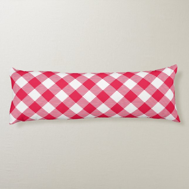 Klassisches Red Gingham Country Pattern Seitenschläferkissen (Rückseite)
