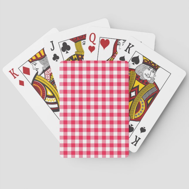 Klassisches Red Gingham Country Pattern Spielkarten (Rückseite)
