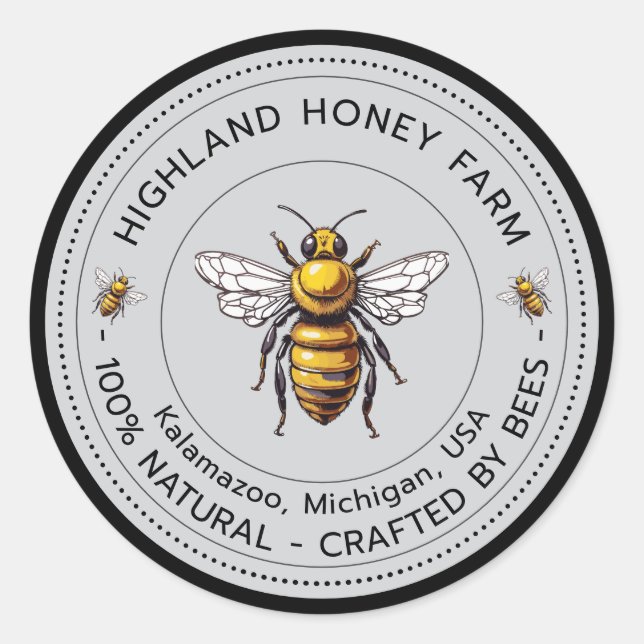 Klassisches, reines Honey Round Stickers Editable  (Vorderseite)