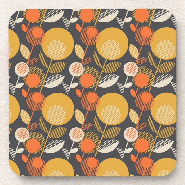 Klassisches Retro Blumenmuster Getränkeuntersetzer (Vorderseite)