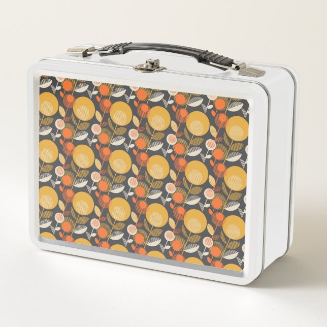 Klassisches Retro Blumenmuster Metall Brotdose (Vorderseite)