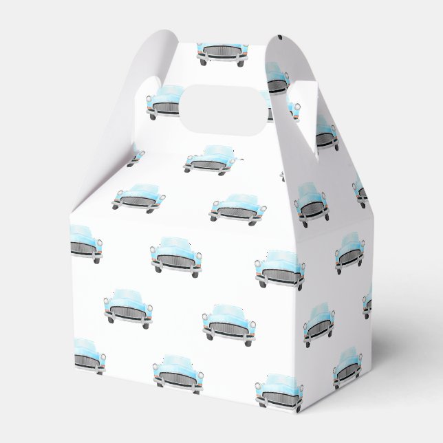 Klassisches Retro Cars Vintages Aquarellmuster Geschenkschachtel (Vorderseite)
