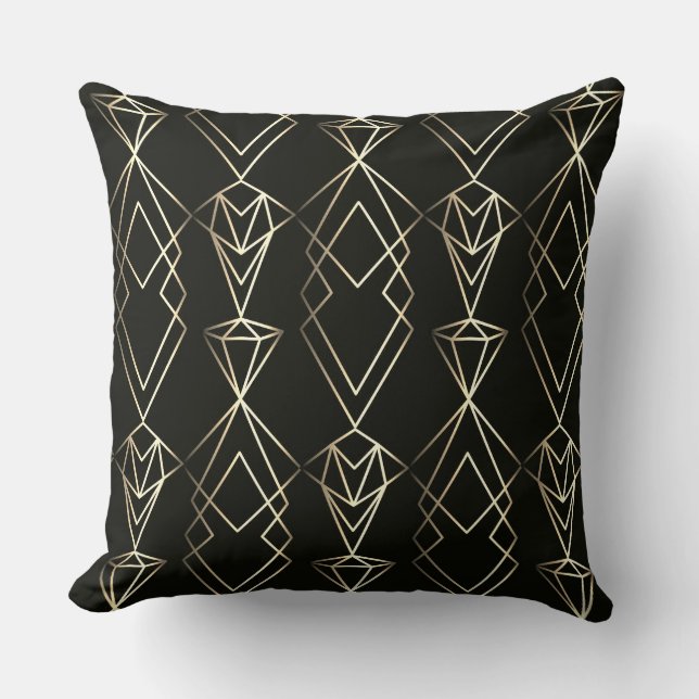 Klassisches Retro-Design in Schwarz und Gold Kissen (Vorderseite)