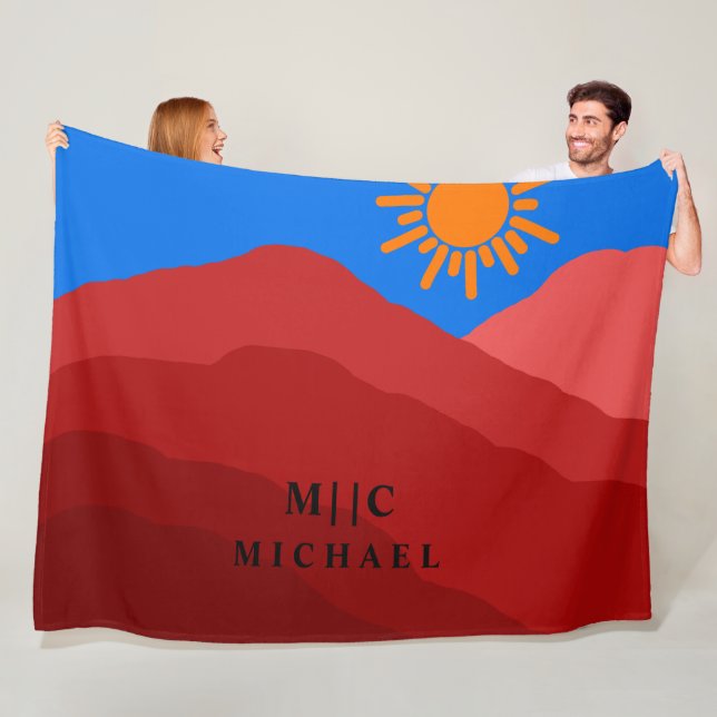 Klassisches Retro-einfaches, modernes Monogramm pe Fleecedecke (Beispiel)