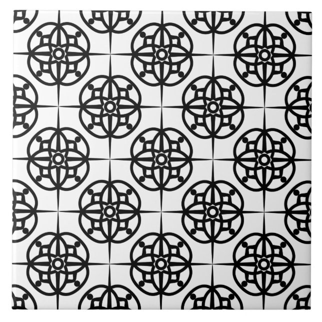 Klassisches Retro-Feeling geometrisches Muster Fliese (Vorderseite)