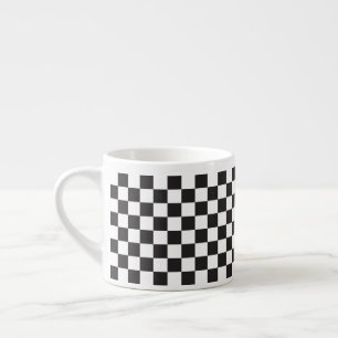 Klassisches Retro kariertes Schwarzweiss-Muster Espressotasse