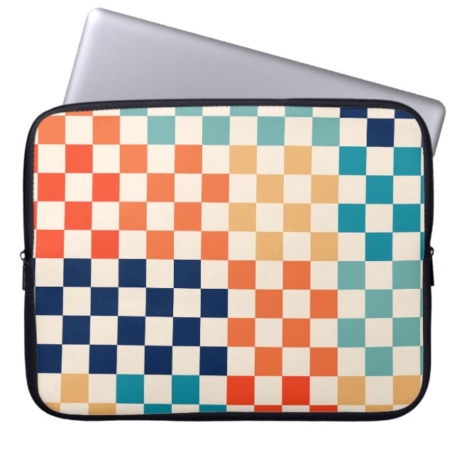 Klassisches Retro-Prüfbrettmuster Laptopschutzhülle (Vorderseite)