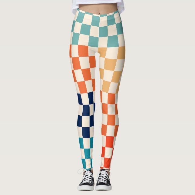 Klassisches Retro-Prüfbrettmuster Leggings (Vorderseite)