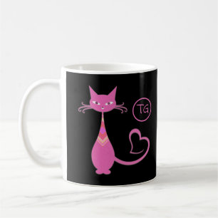 Klassisches Retro-Rosa-Kitty-Katze-Herz-Schwanz-Mo Kaffeetasse