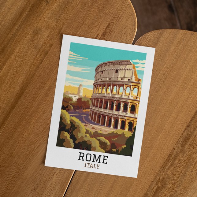 Klassisches Rom Italien Kolosseum Historisch Postkarte (rome italy colosseum retro vintage travel postcard)