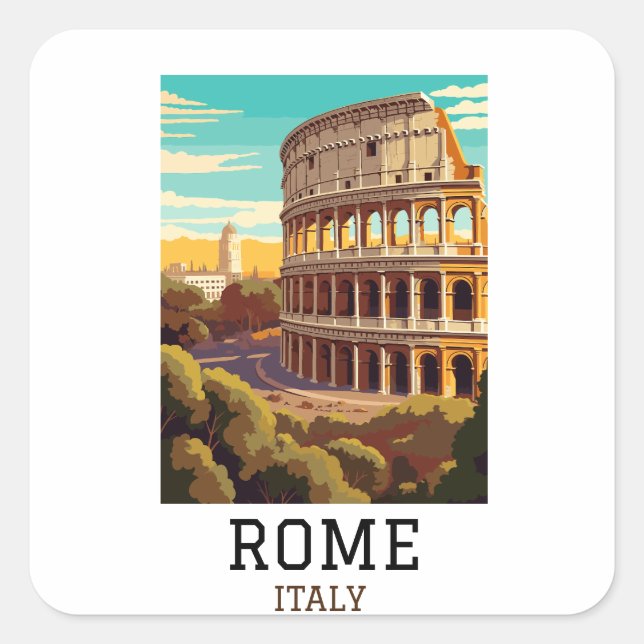Klassisches Rom Italien Kolosseum Historisch Quadratischer Aufkleber (Vorderseite)