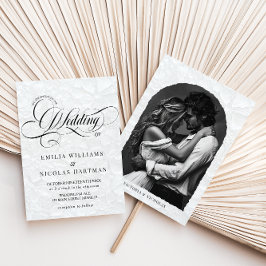 Klassisches romantisches Hochzeitsszenario-Foto Einladung