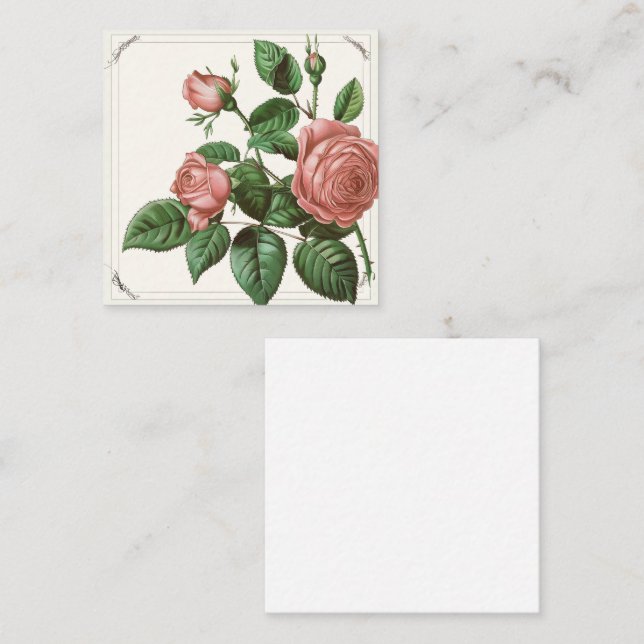 Klassisches Rosa Bouquet Mitteilungskarte (Vorne/Hinten)