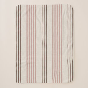 Klassisches Rosa Braun Ticking Streifenmuster Sherpadecke