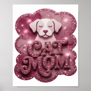 Klassisches Rosa CAT MOM Poster