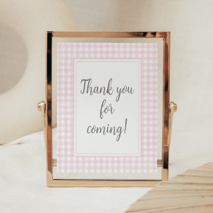 Klassisches rosa Gingham-Danke-fürs-Kommen Poster
