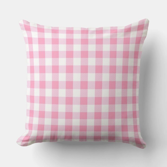 Klassisches Rosa Gingham Pattern Kissen (Vorderseite)