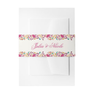 Klassisches Rosa Grün Gelb Floral Schwan Vogel Hoc Einladungsbanderole