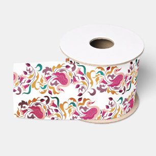 Klassisches Rosa Grün Gelb Floral Schwan Vogel Hoc Ripsband