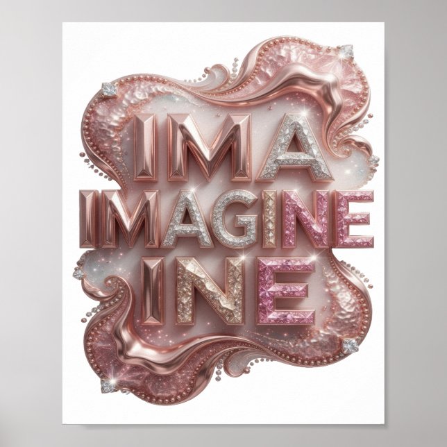 Klassisches Rosa IMAGINE Poster (Vorne)