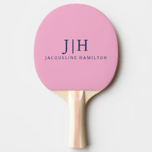 Klassisches Rosa/Navy Einfache Monogramm Minimalis Tischtennis Schläger