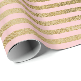 Klassisches rosa Rosen-Gold zeichnet Streifen Geschenkpapier