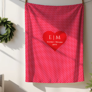 Klassisches rosa rotes Herz personalisiertes Valen Sherpadecke