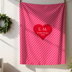 Klassisches rosa rotes Herz personalisiertes Valen Sherpadecke