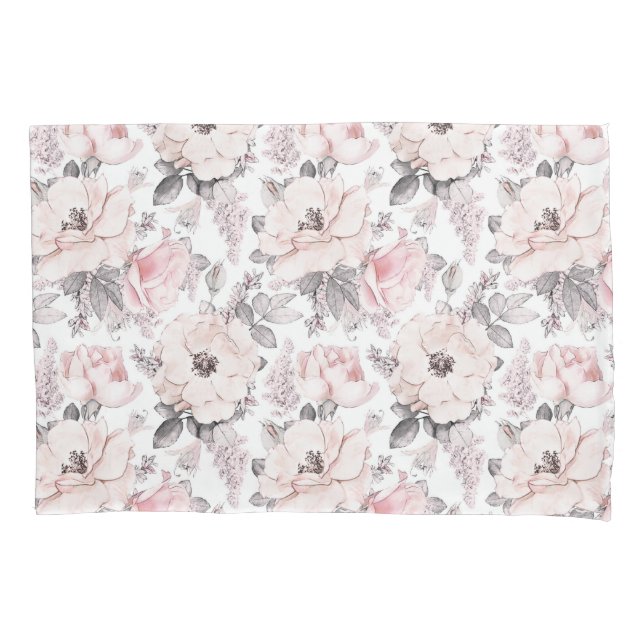 Klassisches rosa u. graues Muster Kissenbezug (Vorderseite-Links)