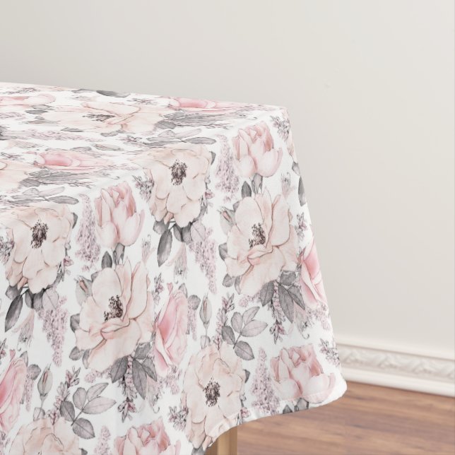 Klassisches rosa u. graues Muster Tischdecke (Beispiel)