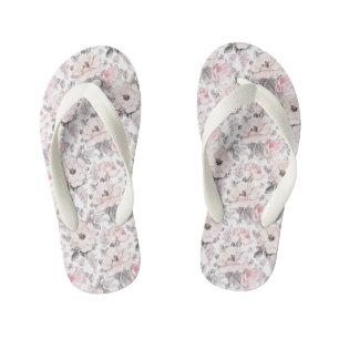Klassisches rosa und graues Muster Kinderbadesandalen