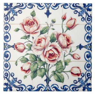 klassisches Rosenbouquet-Kachel Fliese