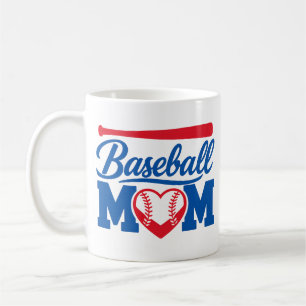Klassisches Rot-Blau-Herz-Baseball-Mom-Spieltag Kaffeetasse