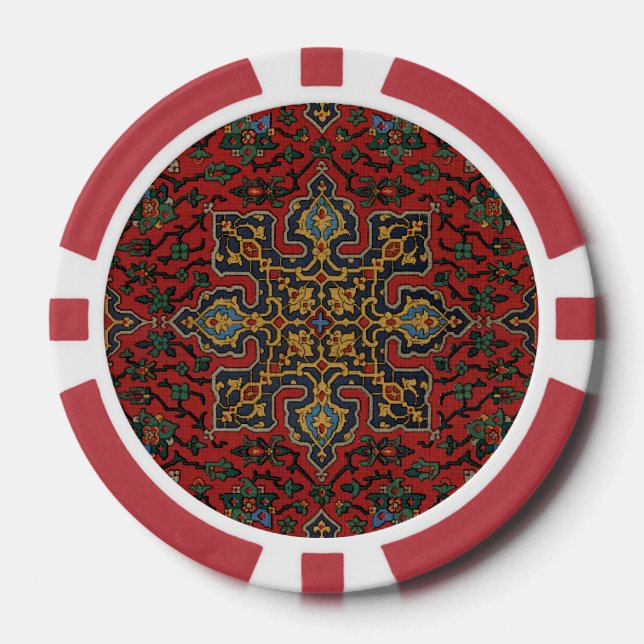 Klassisches Rot-Blau-Muster, Persisches Teppichmus Pokerchips (Vorderseite)