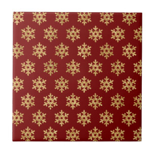 Klassisches Rot Gold Metallisches Schneekristall W Fliese