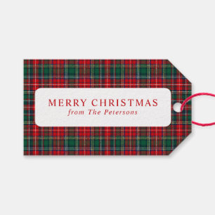 Klassisches Rot-Grün-Karo-Weihnachten Geschenkanhänger