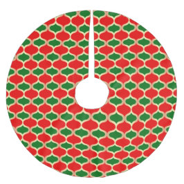 Klassisches Rot Grün und Imitate Gold Ogee Muster Polyester Weihnachtsbaumdecke