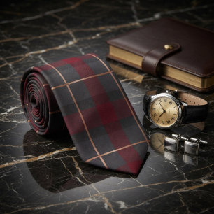 Klassisches Rot und Grau Karo Tartan Krawatte