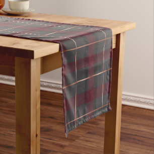 Klassisches Rot und Grau Karo Tartan Kurzer Tischläufer