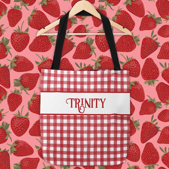 Klassisches Rot und Weiß Gingham Kariert Personali Tasche (Von Creator hochgeladen)
