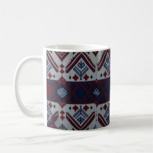 Klassisches Rot-Weiß-Blau-Norwegen-Fair-Isle-Stric Kaffeetasse