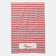 Klassisches Rot-Weiß-Gingham | Personalisierter Na