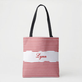 Klassisches Rot-Weiß-Gingham | Personalisierter Na Tasche