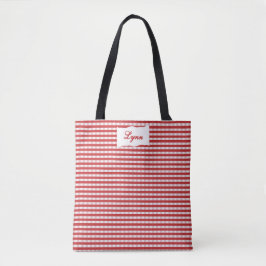 Klassisches Rot-Weiß-Gingham | Personalisierter Na Tasche